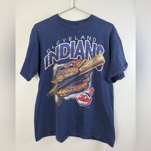 Cleveland Indians vintage 1998 single stitch, true fan sportswear, logo tee L